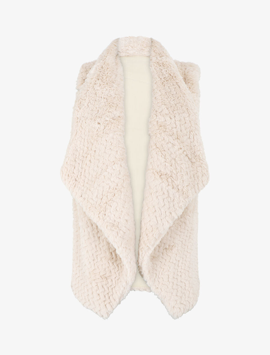 Veste sans manches en fausse fourrure - Beige - 4