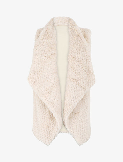 Veste sans manches en fausse fourrure - Beige - 4