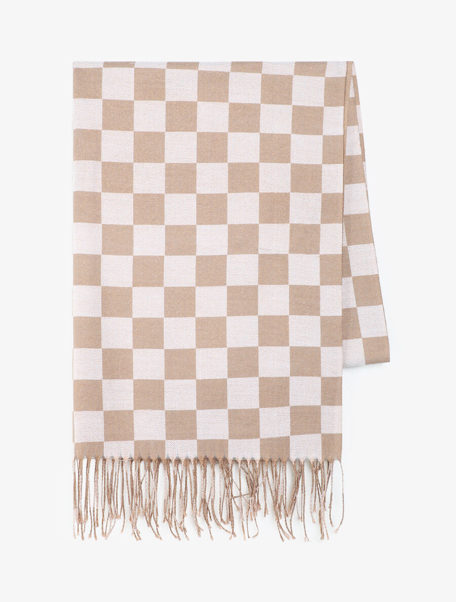 Echarpe motif damier - Beige - 2