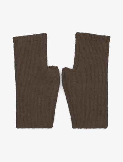 Mitaines unies en maille - Marron - 2