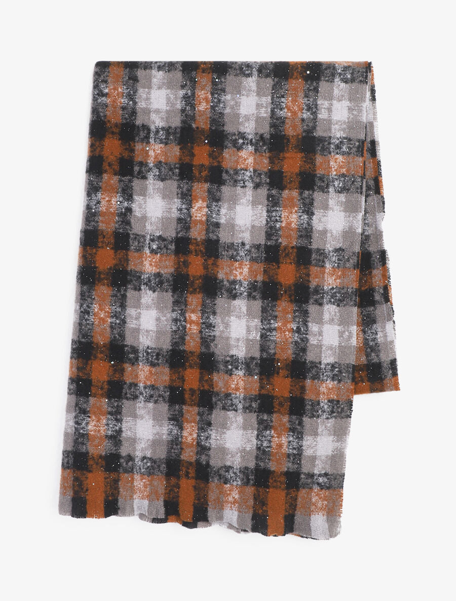 Echarpe à imprimé tartan irisé - Noir - 2