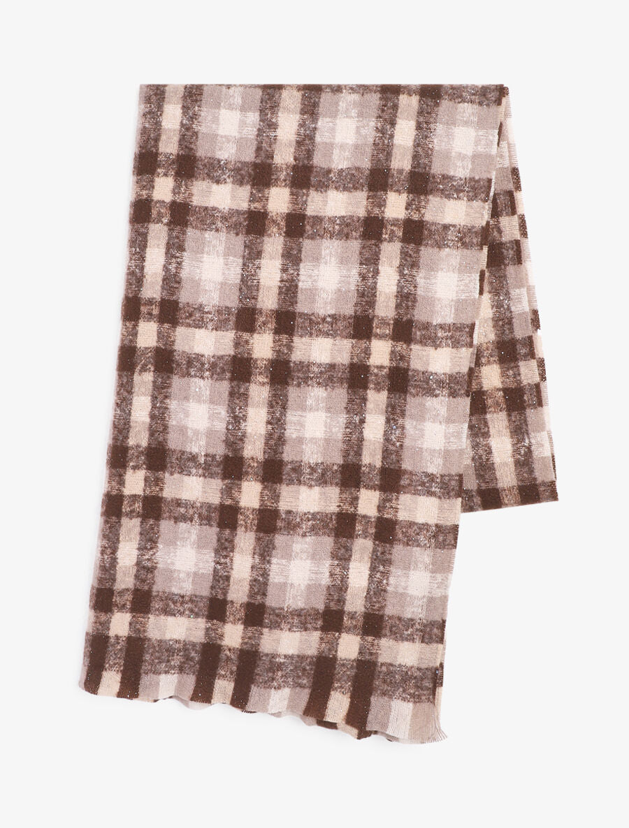 Echarpe à imprimé tartan irisé - Beige - 2