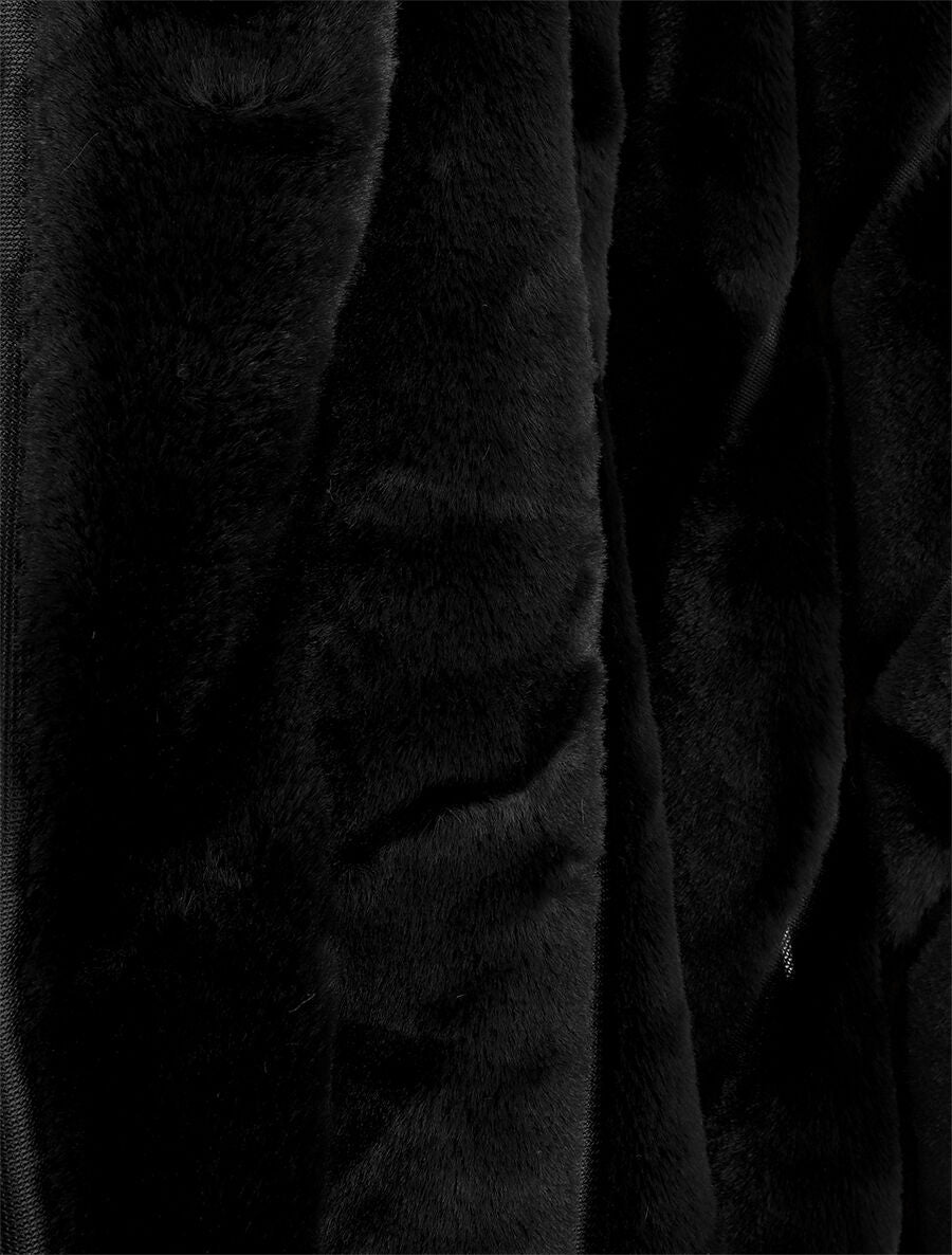 Châle en fourrure synthétique à pompons - Noir - 3