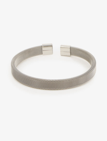 Jonc ouvert style maille polonaise - Argent - 2