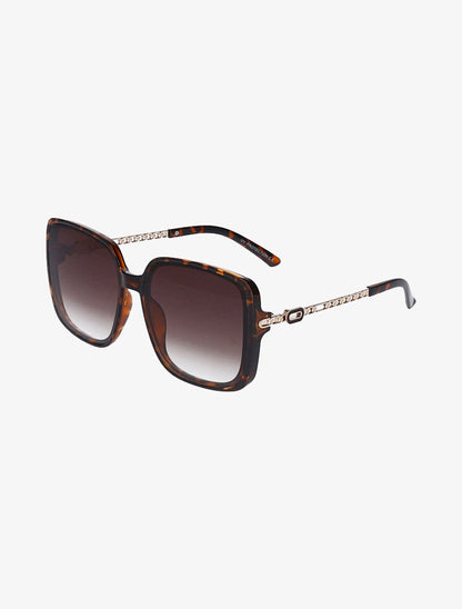 Lunettes de soleil oversize branches fantaisies - Marron - 1
