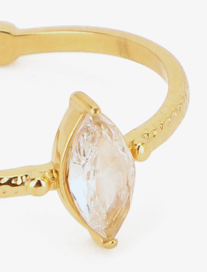 Bague ajustable à pierre marquise - Or - 3