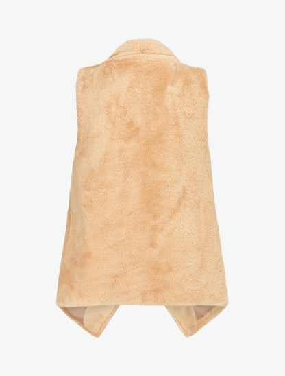 Gilet sans manches en fourrure synthétique - Beige - 2