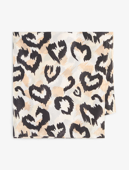 Foulard à imprimé léopard stylisé - Beige - 2