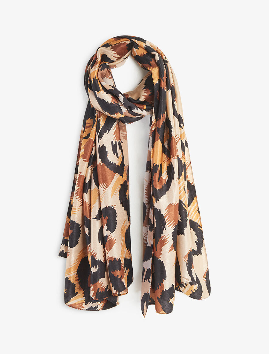 Foulard à imprimé léopard stylisé - Camel - 1