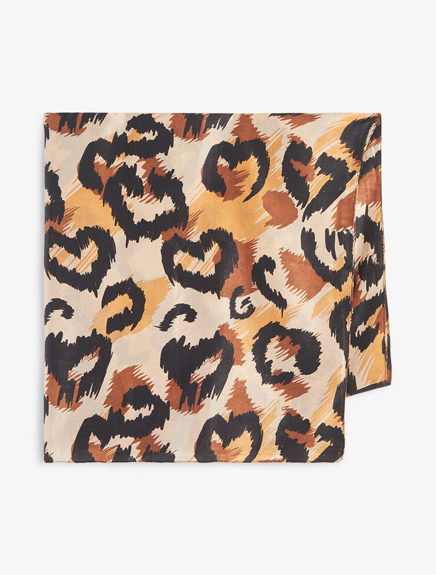 Foulard à imprimé léopard stylisé - Camel - 2