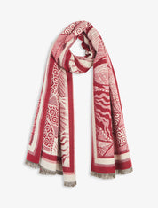 Foulard épais à imprimé plantes tropicales - Bordeaux - 4