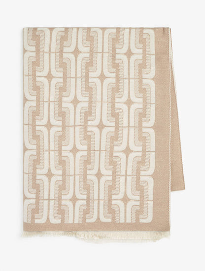Echarpe imprimé carrés stylisés - Taupe - 2