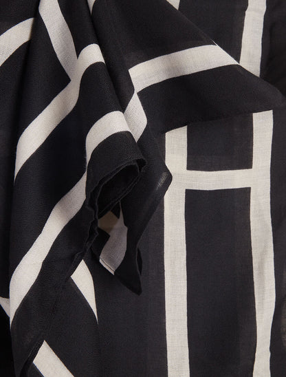 Foulard imprimé graphique - Noir - 3