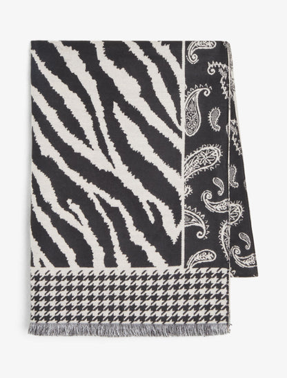 Foulard épais à divers imprimés - Noir - 2