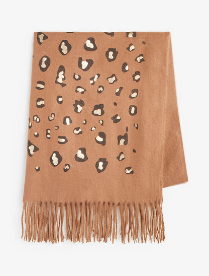 Foulard épais imprimé léopard irisé - Camel - 2