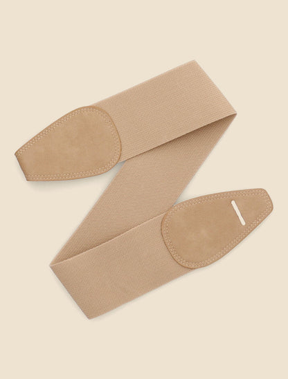 Ceinture en simili et tissu - Taupe - 1