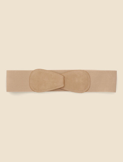Ceinture en simili et tissu - Taupe - 2
