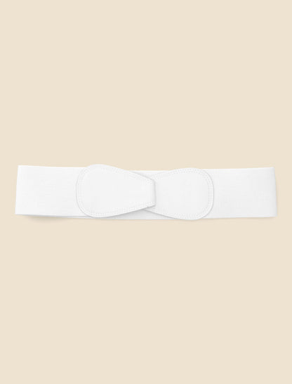 Ceinture en simili et tissu - Blanc - 2