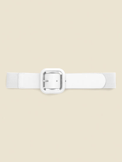 Ceinture à boucle carrée en simili - Blanc - 2