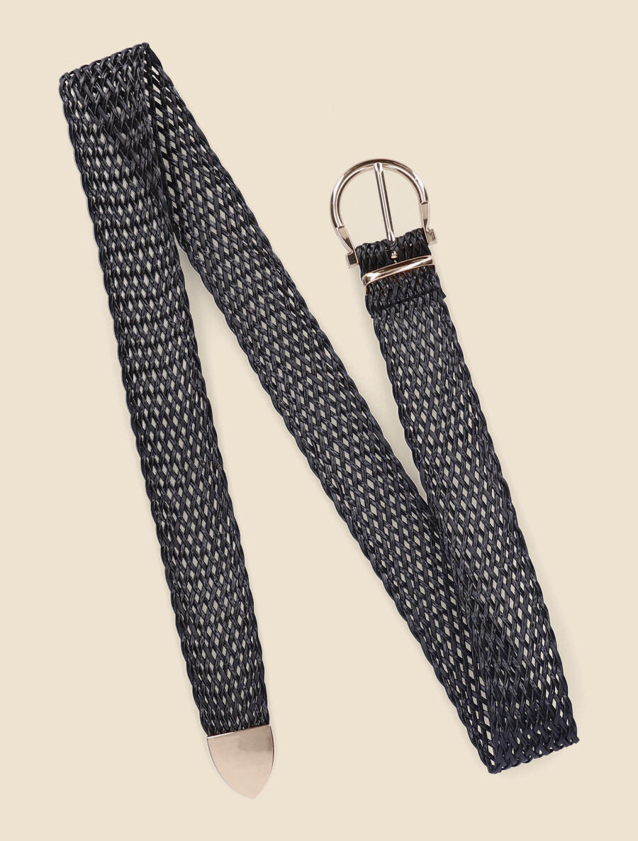 Ceinture tressée à boucle métallique - Noir - 3
