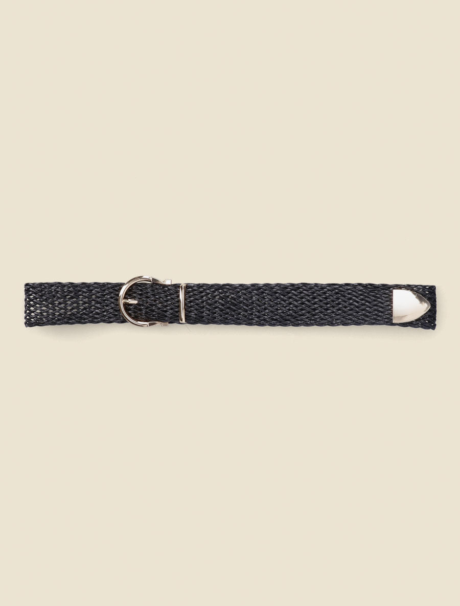 Ceinture tressée à boucle métallique - Noir - 2