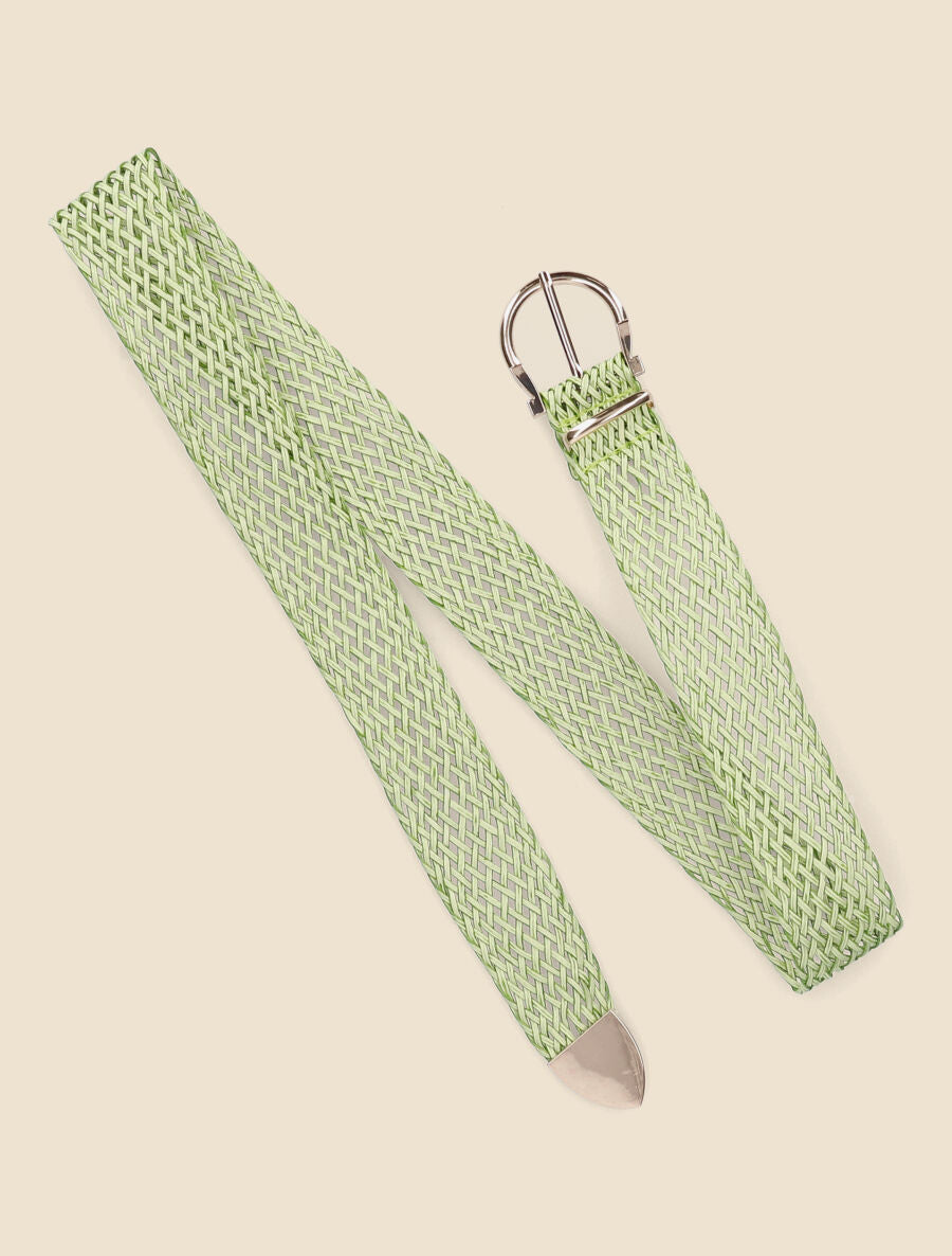 Ceinture tressée à boucle métallique - Vert - 3