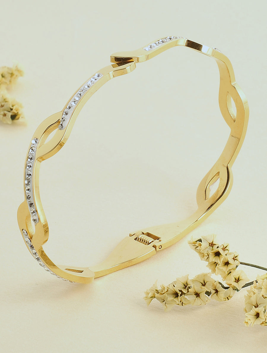 Jonc style vague à strass - Or - 1