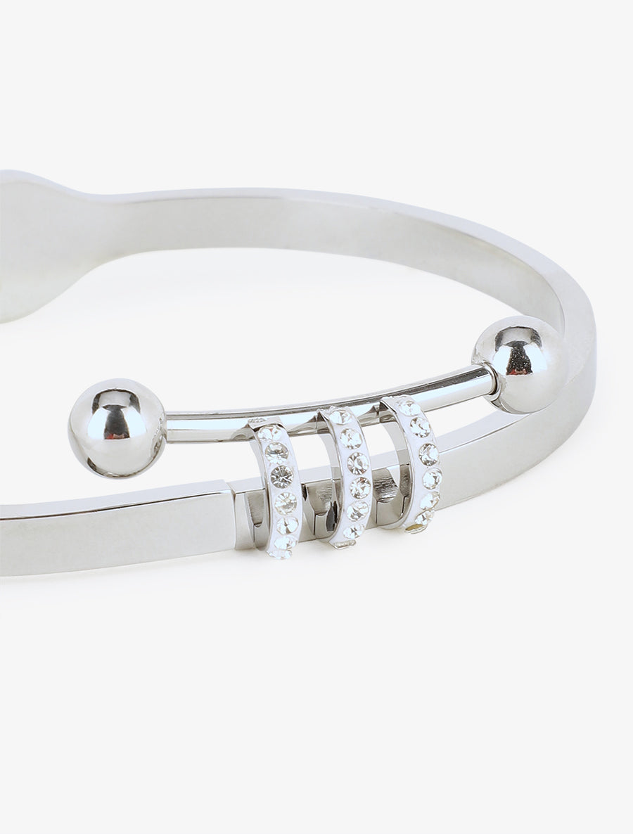 Jonc à triple demi-cercles orné de zircons - Argent - 3