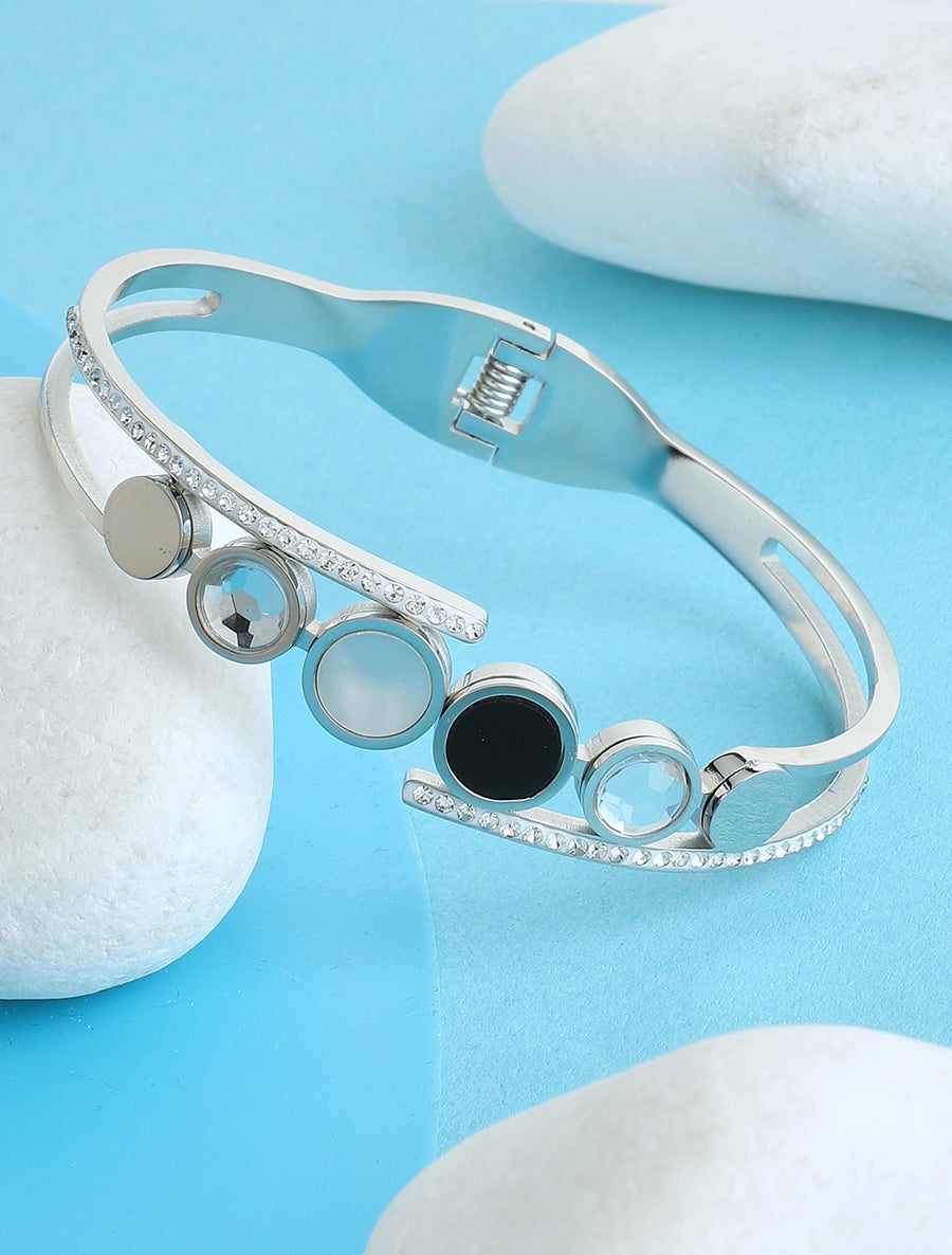 Jonc fantaisie à strass - Argent - 1