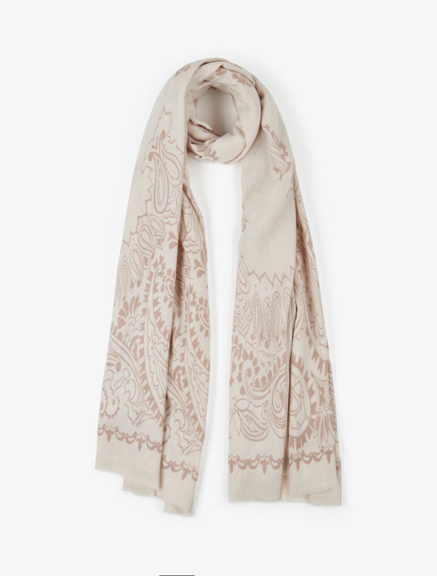 Foulard à imprimé cachemire - Beige - 1