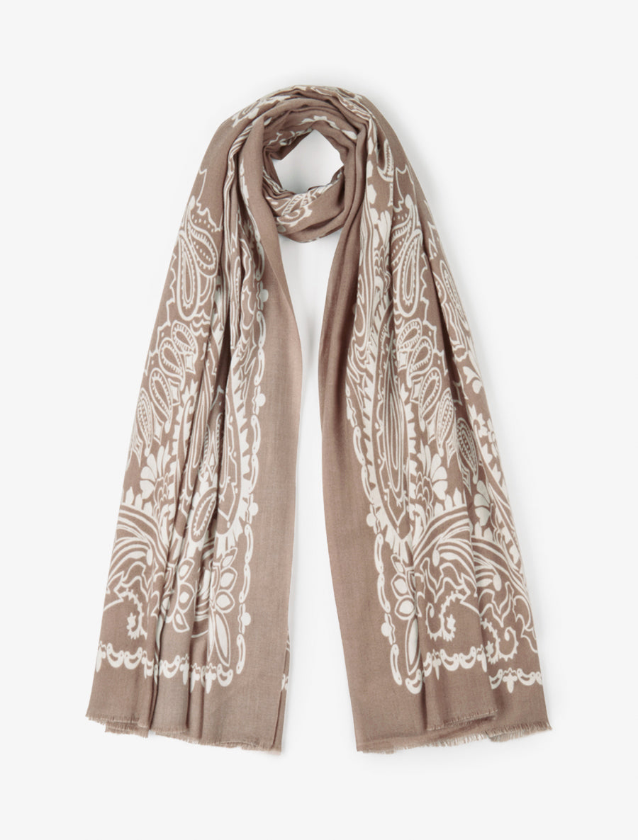 Foulard à imprimé cachemire - Taupe - 1
