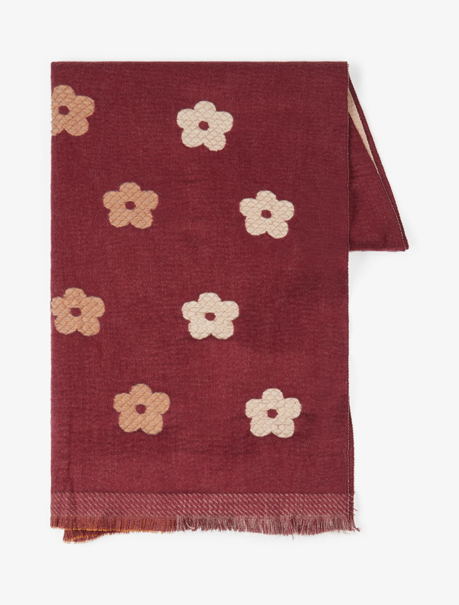 Echarpe à motif fleurs - Bordeaux - 2
