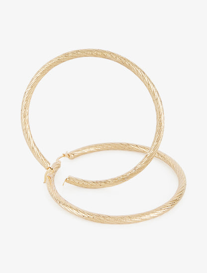 Grandes créoles texturées - Or - 3