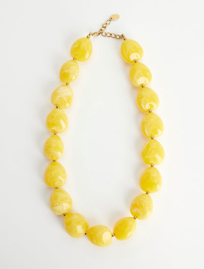 Collier à perles en résine - Jaune - 2