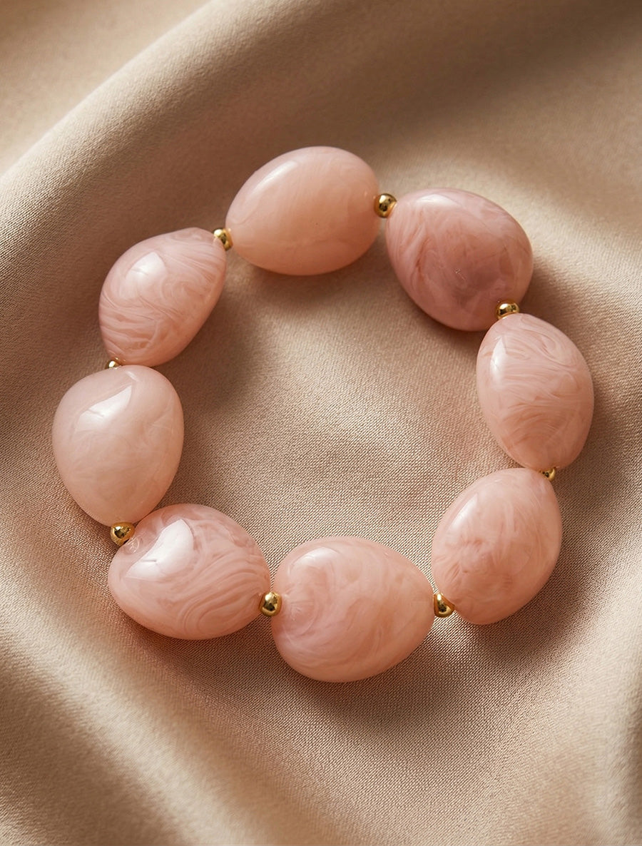 Bracelet à perles en résine - Rose - 1