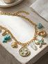 Collier fantaisie à motif marins et coeur - Turquoise - 1