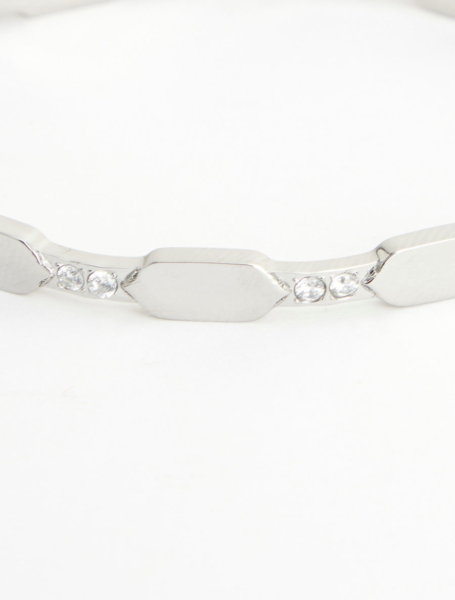 Jonc dentelé à strass - Argent - 3