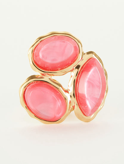 Bague ajustable à pierres en résine - Fuchsia - 3