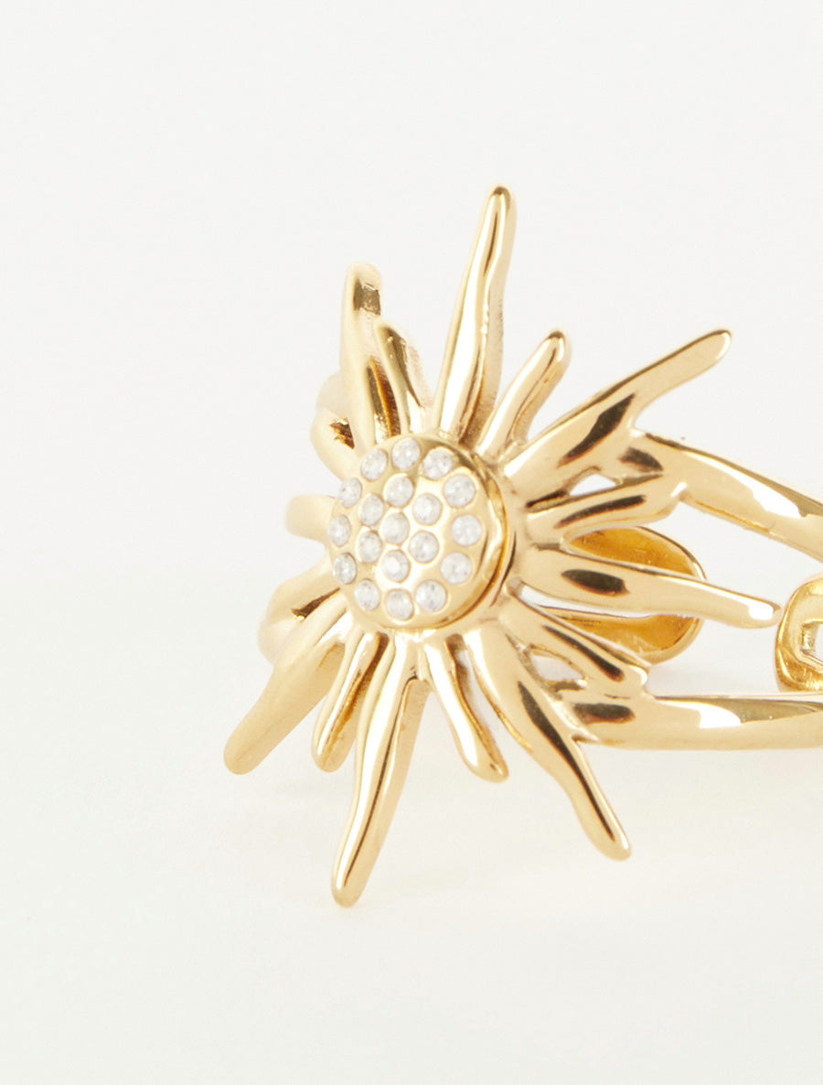 Bague à motif soleil ornée de zircons - Or - 3