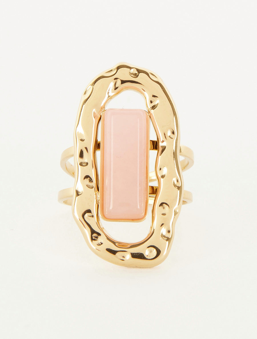 Bague ajustable à pierre colorée - Rose - 3