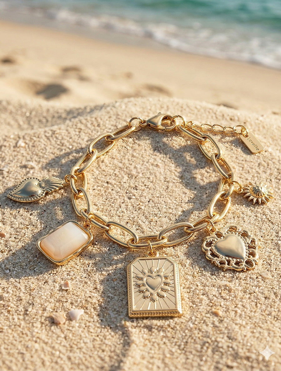 Bracelet chaîne à charms - Beige - 1
