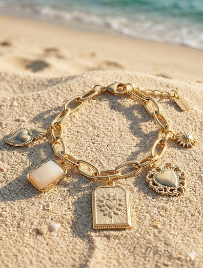 Bracelet chaîne à charms - Beige - 1