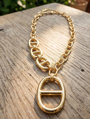 Collier en maille à pendentif stylisé - Or - 1