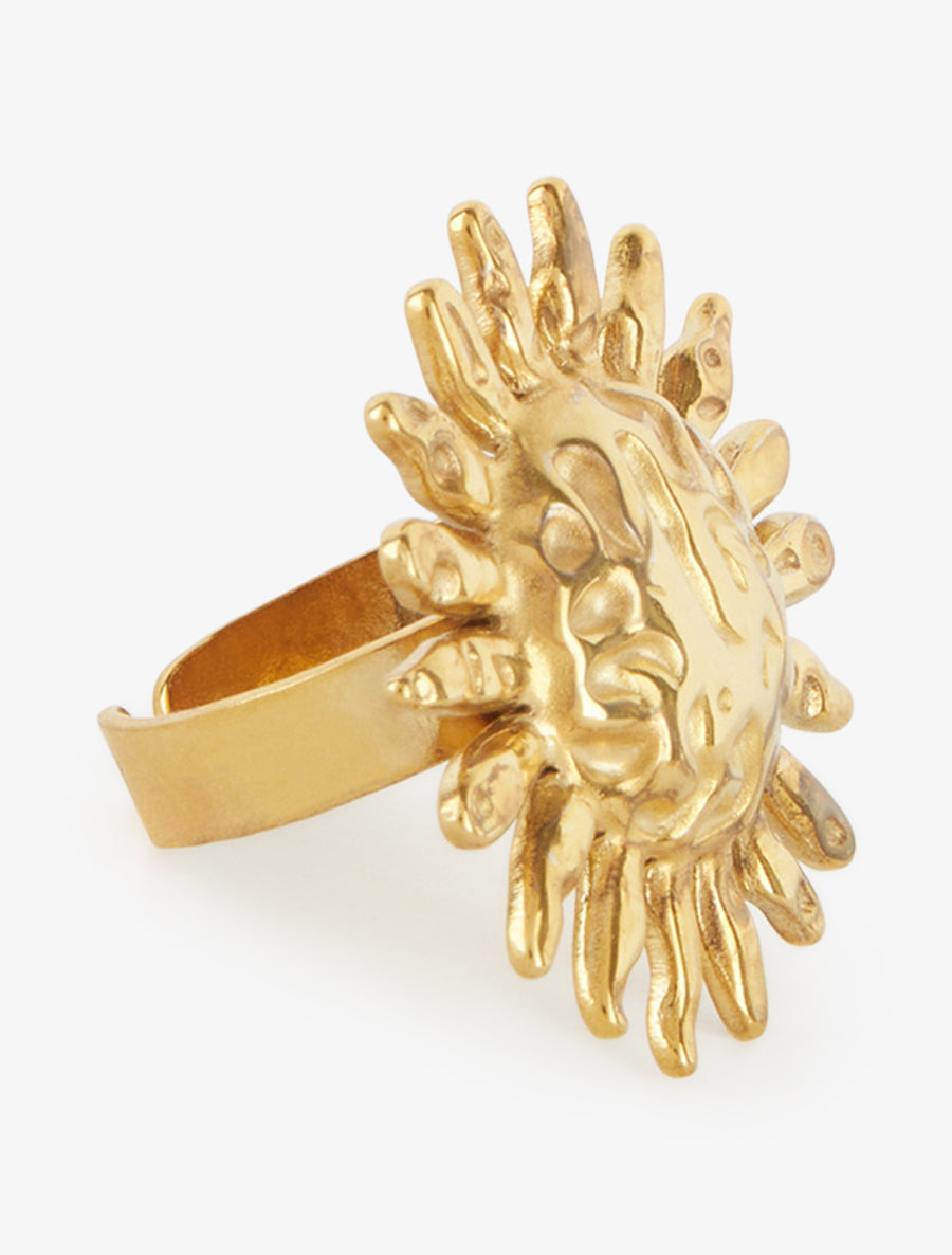 Bague soleil effet martelé - Or - 2