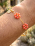 Bracelet à petites fleurs perlées et colorées - Corail - 1