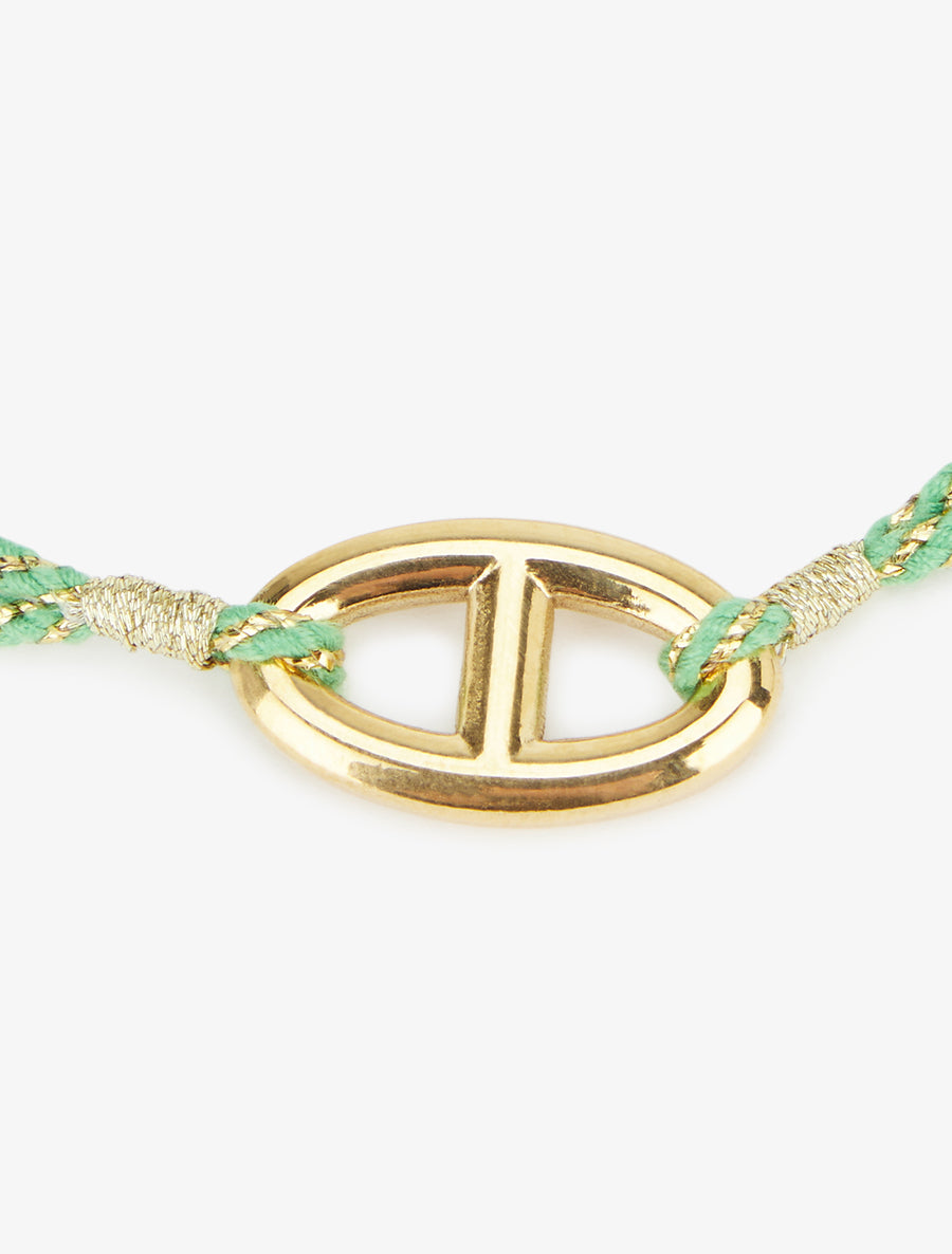 Bracelet cordes irisées à maillon ovale - Or/vert - 3