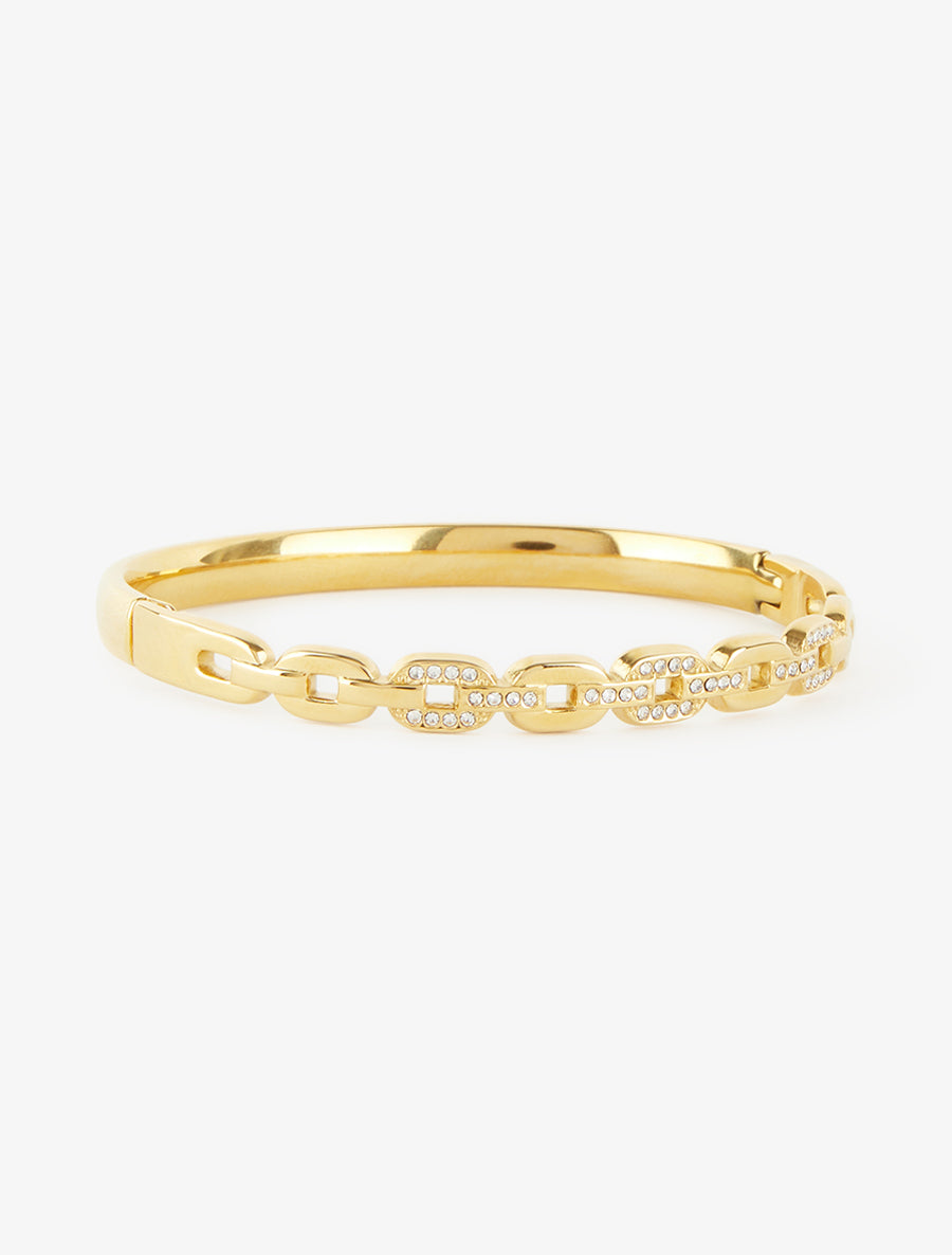 Jonc chaînes orné de zircons - Or - 2