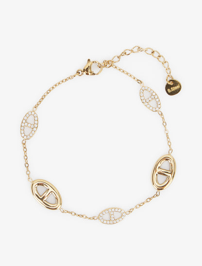 Bracelet à charms maillon marin à strass - Or - 2