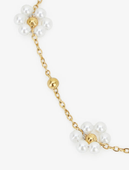 Chaîne de cheville à perles blanches - Or - 3