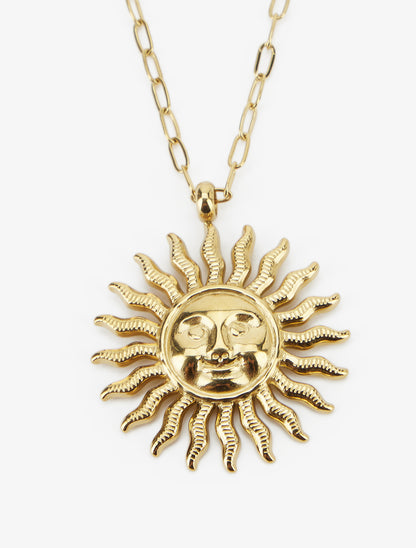 Collier à pendentif soleil - Or - 3